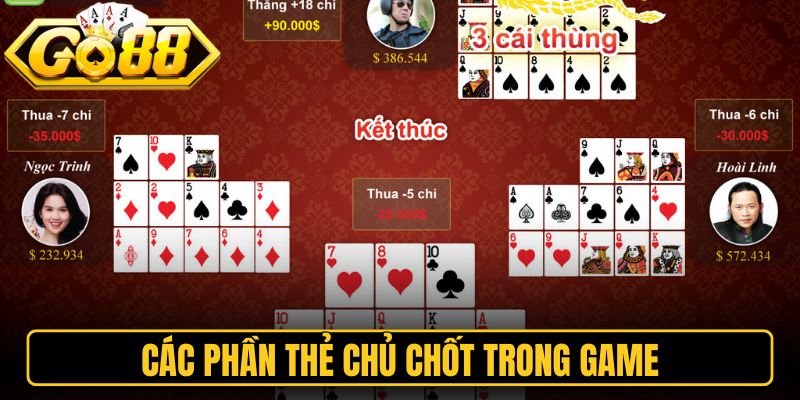 Các phần thẻ chủ chốt trong game