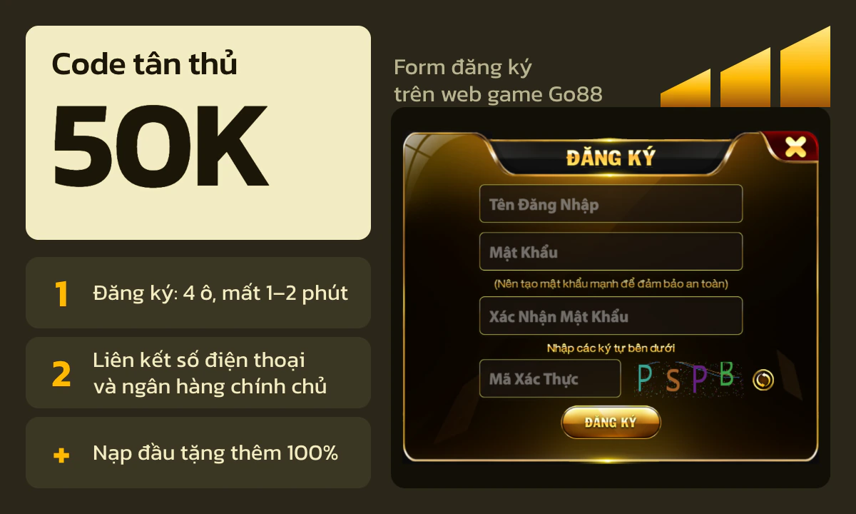 Trang chủ 4 Form đăng ký Go88 trước khi nhận code tân thủ 50K